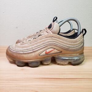 Nike Women's Size 7 Air VaporMax 97 Sneakers Gold‎ Coral Comfort Athletic Shoes